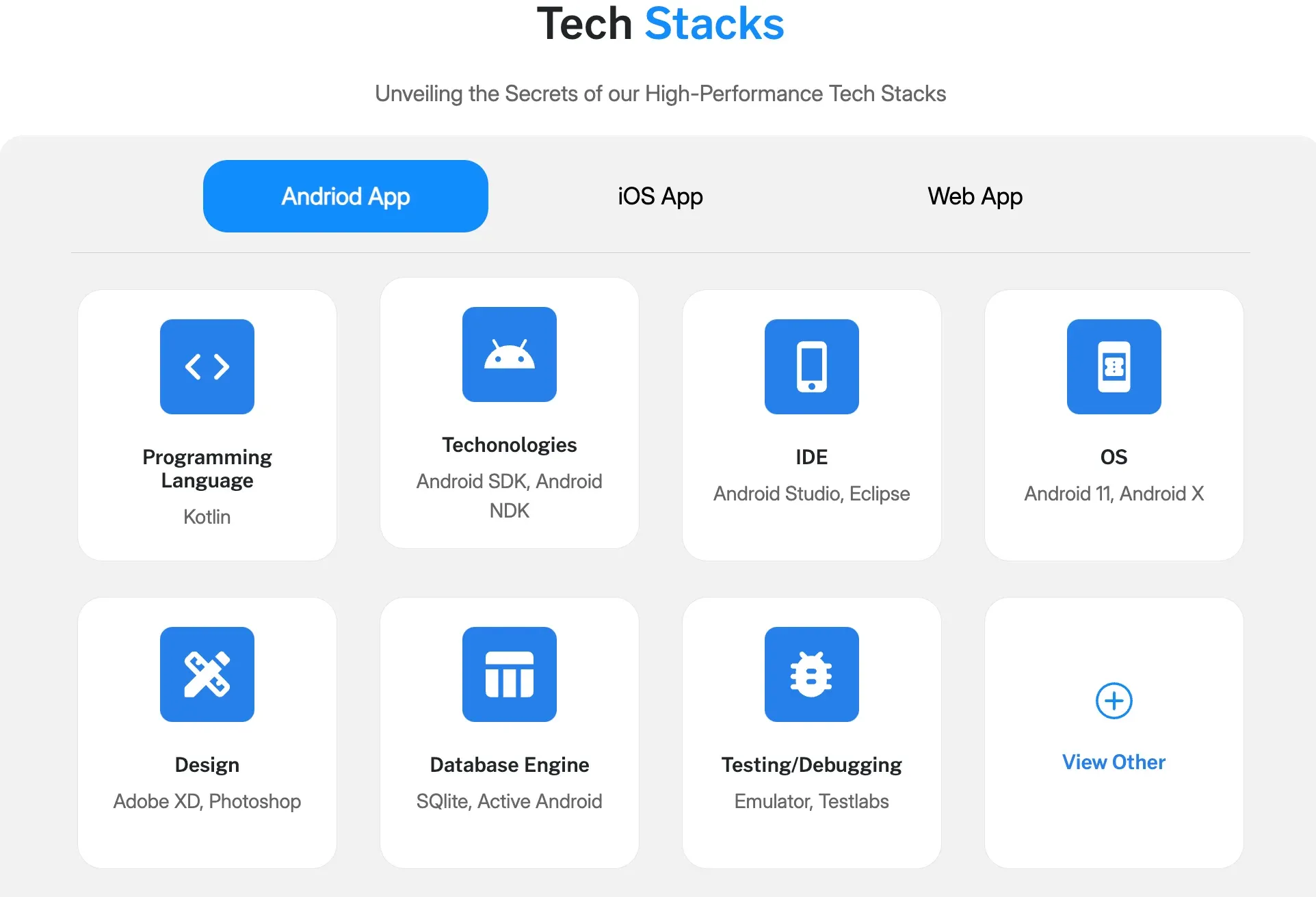 Technologies Used by AppsRhino