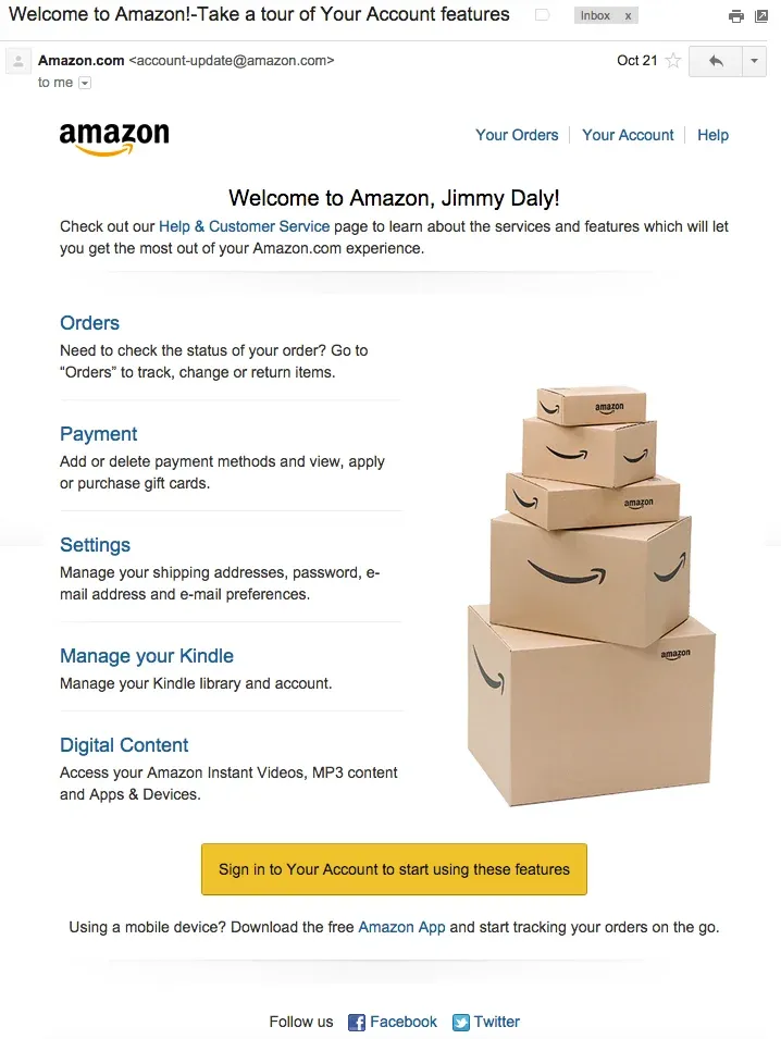 Customer Retention Example: Amazon’s Email Marketing