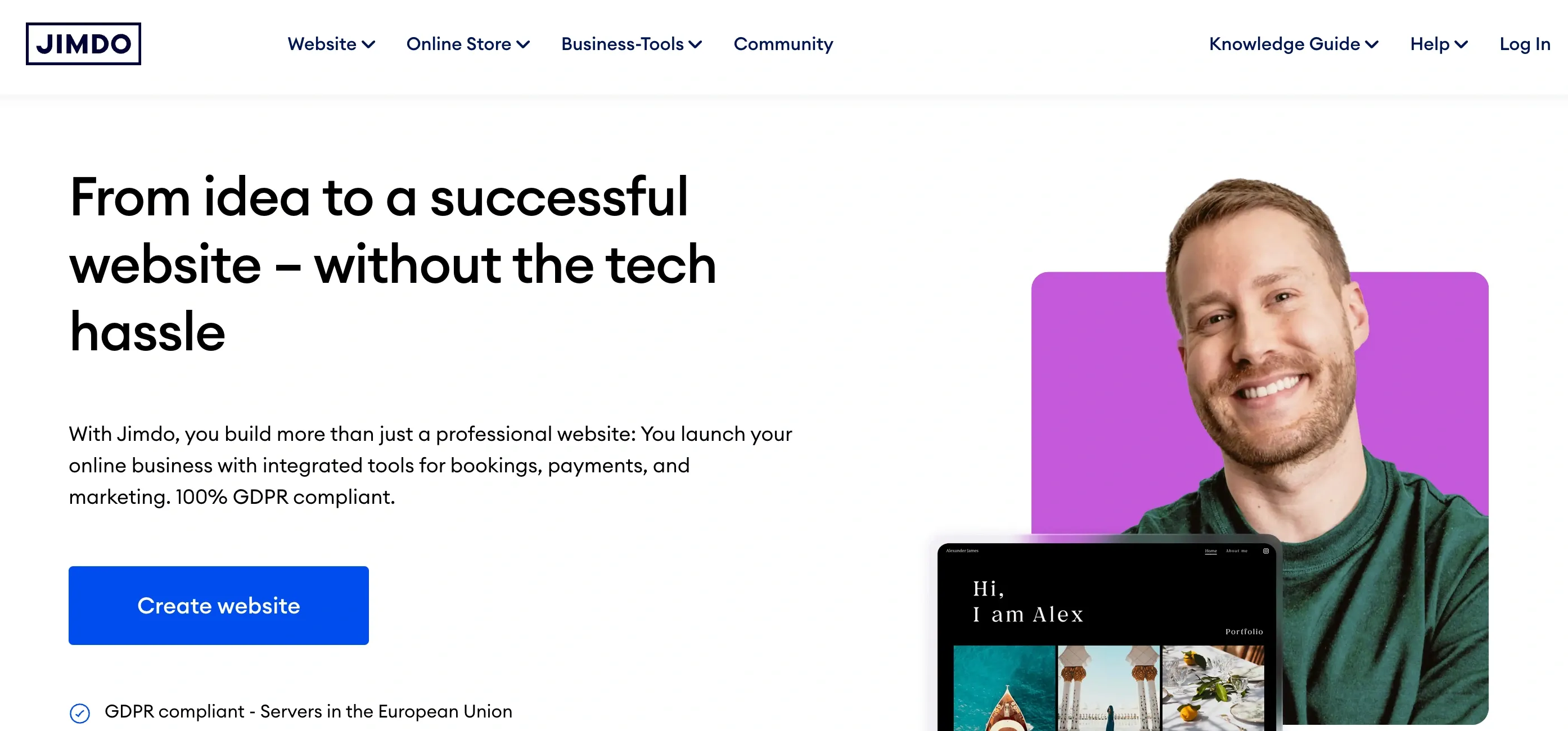 Jimdo website builder