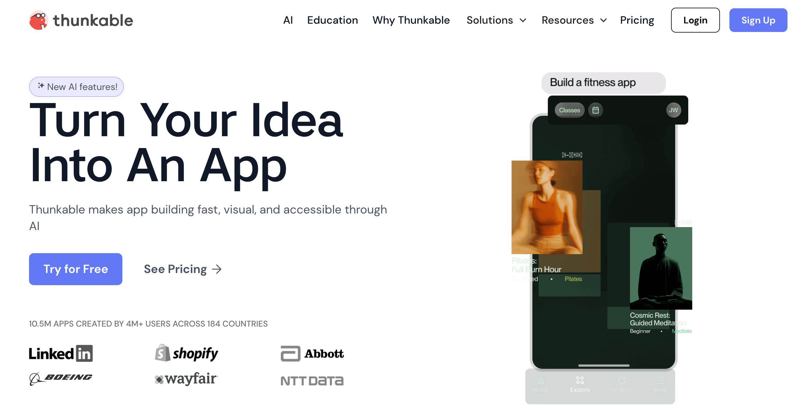 Thunkable home page